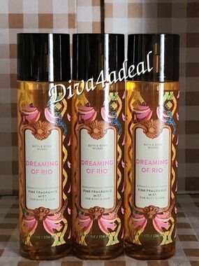 3X Bath & Body Works DREAMING OF RIO 8OZ Mist Spray Collection Set